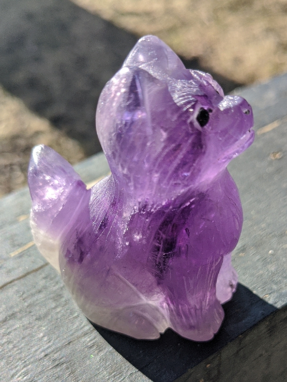 Amethyst Cat Artisan Carving - Picture 3 of 4